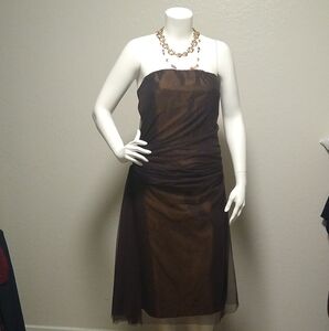 Brown Vera Wang Maids Overlay Sleeveless 14 Dress